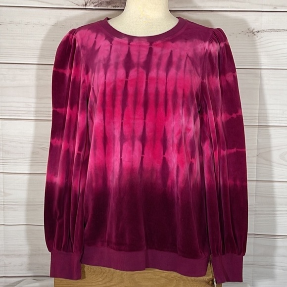 NWT Democracy Tie Dye Velour Sweatshirt Wineberry Color Size Large - Picture 1 of 8